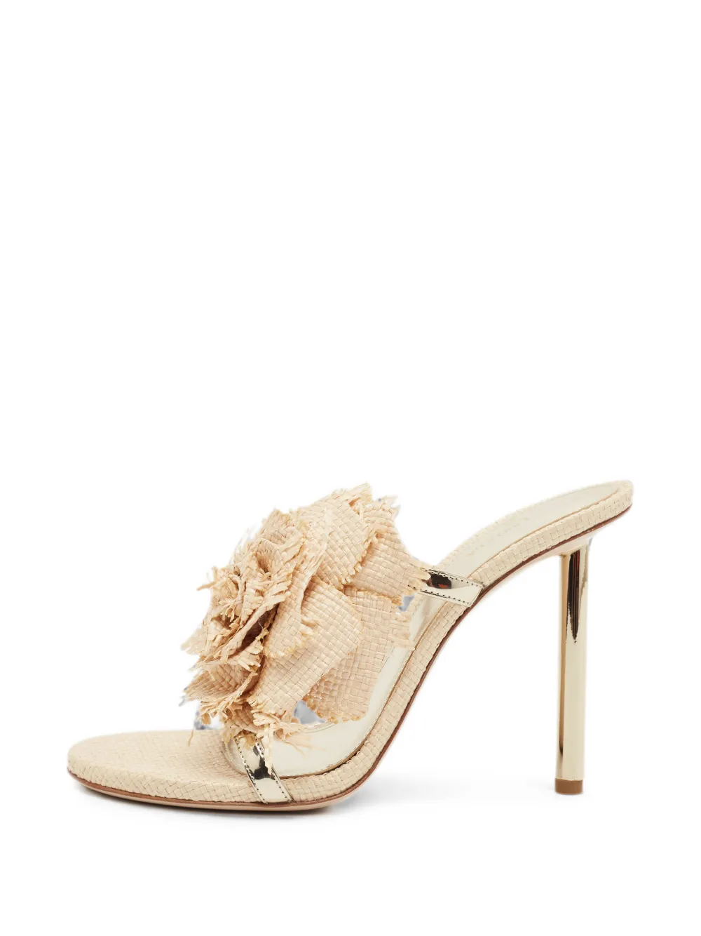 Le Silla Rose Appliqué raffia sandals - Nude