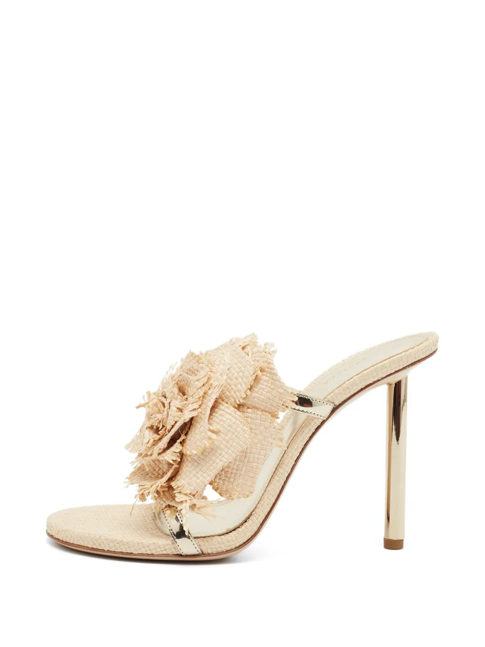 Le Silla Rose Appliqué raffia sandals - Toni neutri