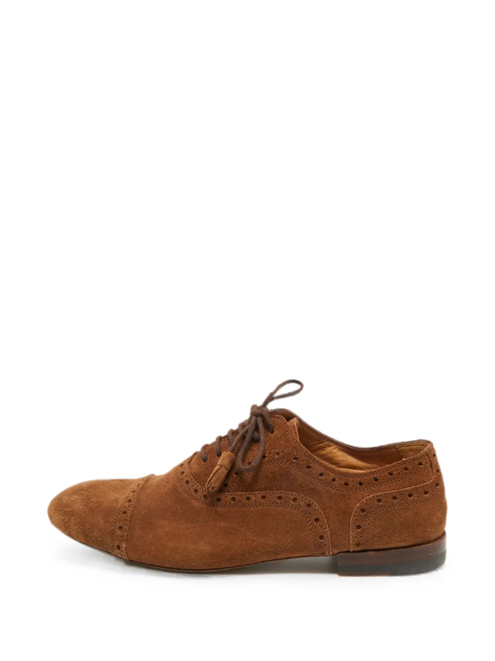 Gucci Pre-Owned Brogue lace-up suede shoes - Braun