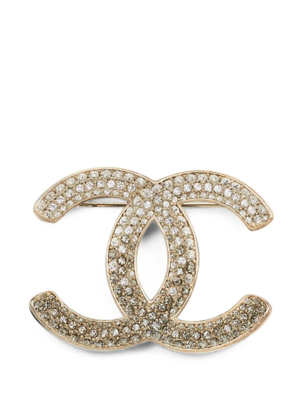 CHANEL Pre-Owned CC crystal-embellished brooch - Gold