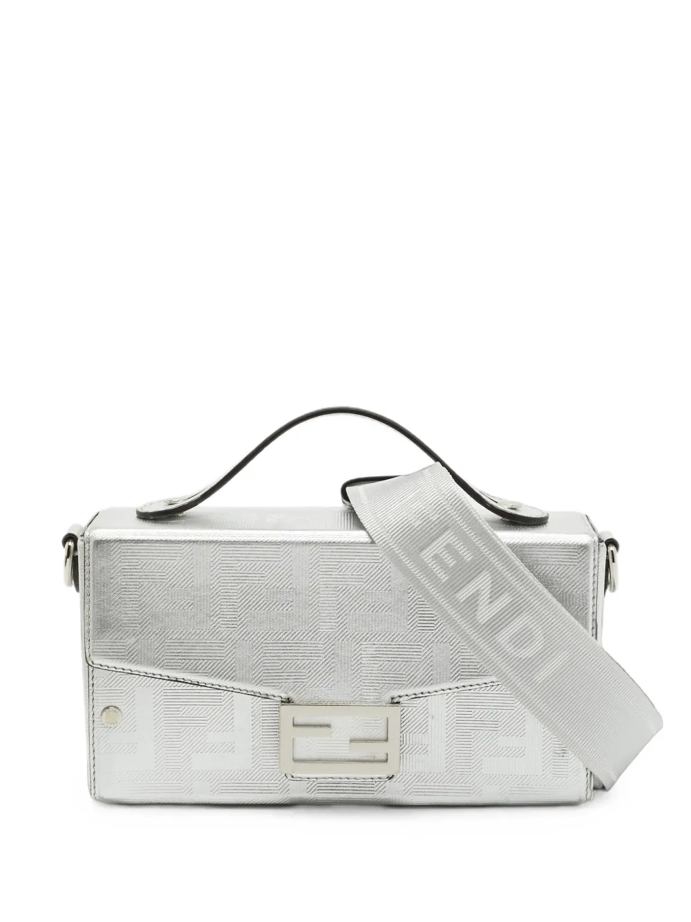 Fendi Pre-Owned Zucca embossed Baguette crossbody bag - Argento