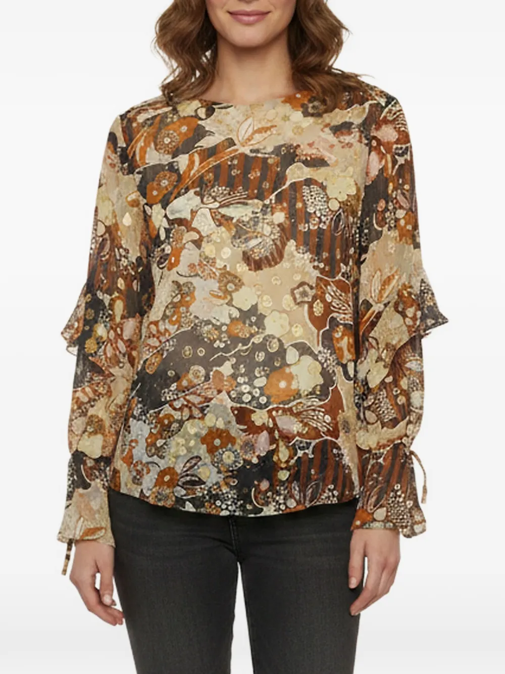 Chloé Pre-Owned deco cloud-print silk blouse - Nude
