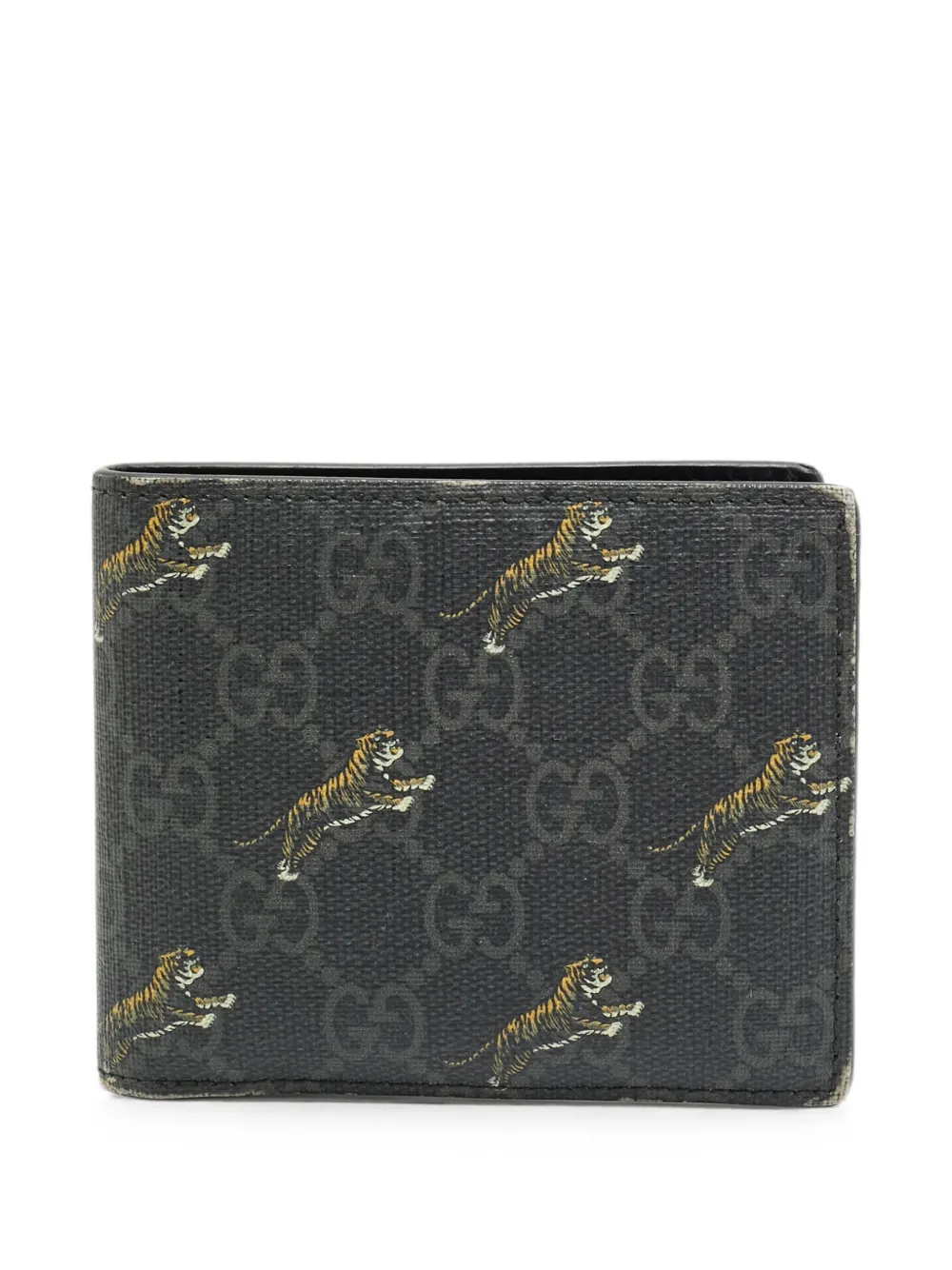 Gucci Pre-Owned Tiger print GG Supreme wallet - Schwarz