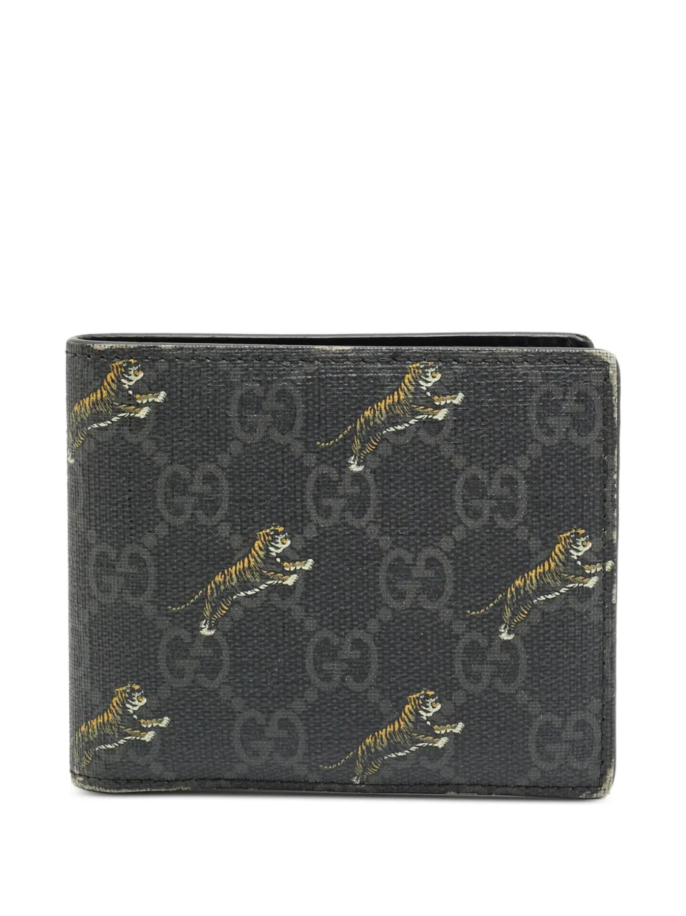 Gucci Pre-Owned Tiger print GG Supreme wallet - Nero