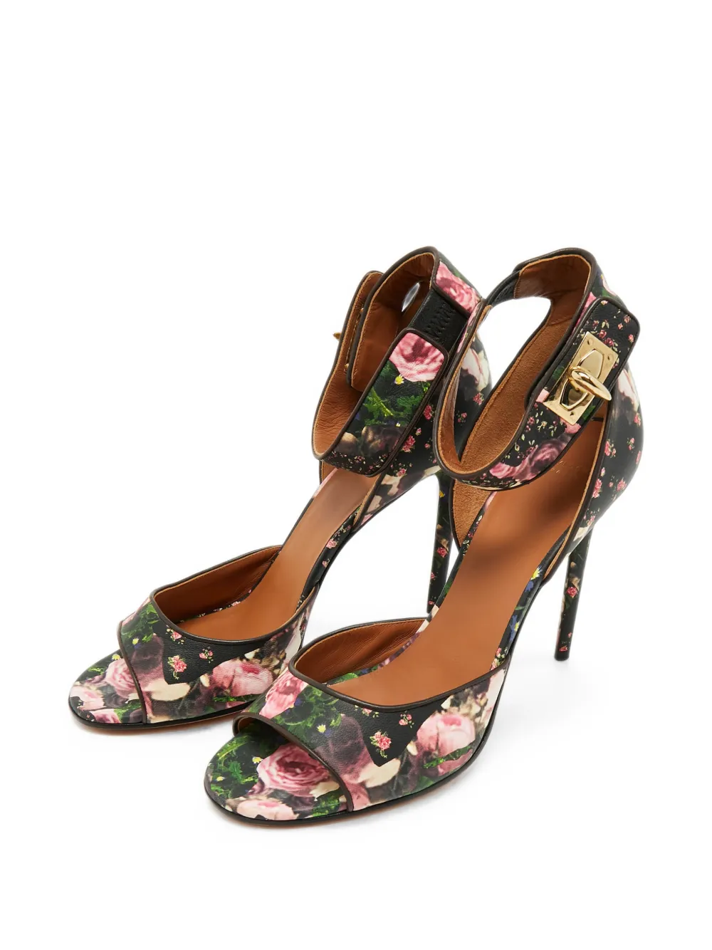 Givenchy Pre-Owned Shark Lock floral-print sandals - Schwarz
