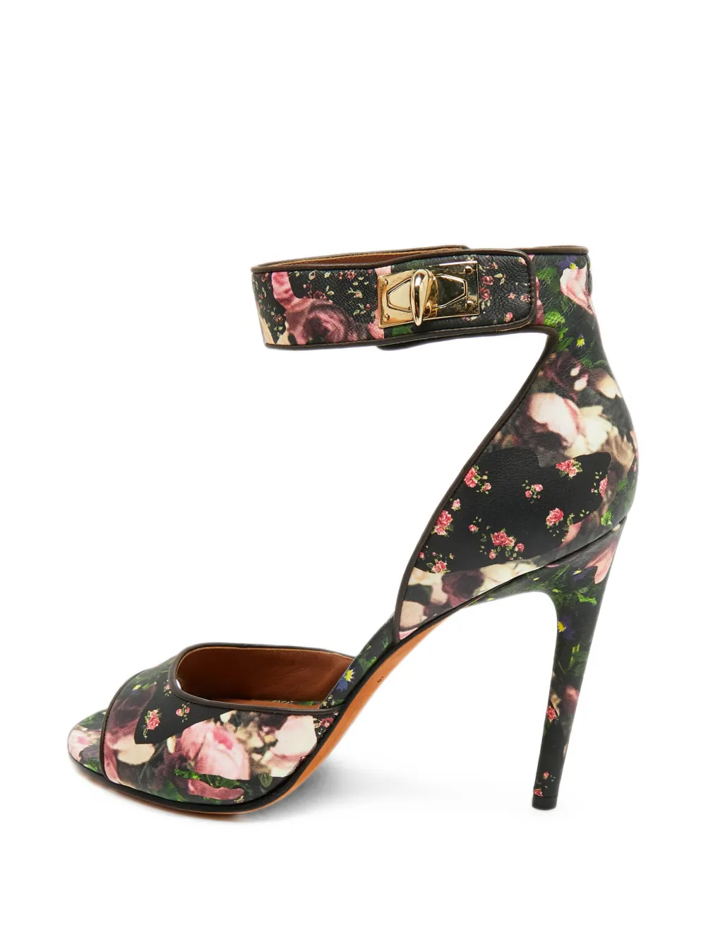 Givenchy Pre-Owned Shark Lock floral-print sandals - Schwarz