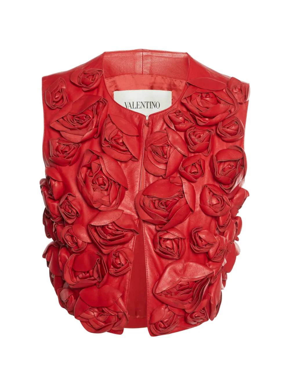 Valentino Garavani Pre-Owned floral-appliqué leather vest - Rosso