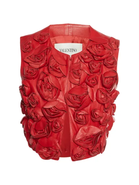 Valentino Garavani Pre-Owned floral-appliqué leather vest