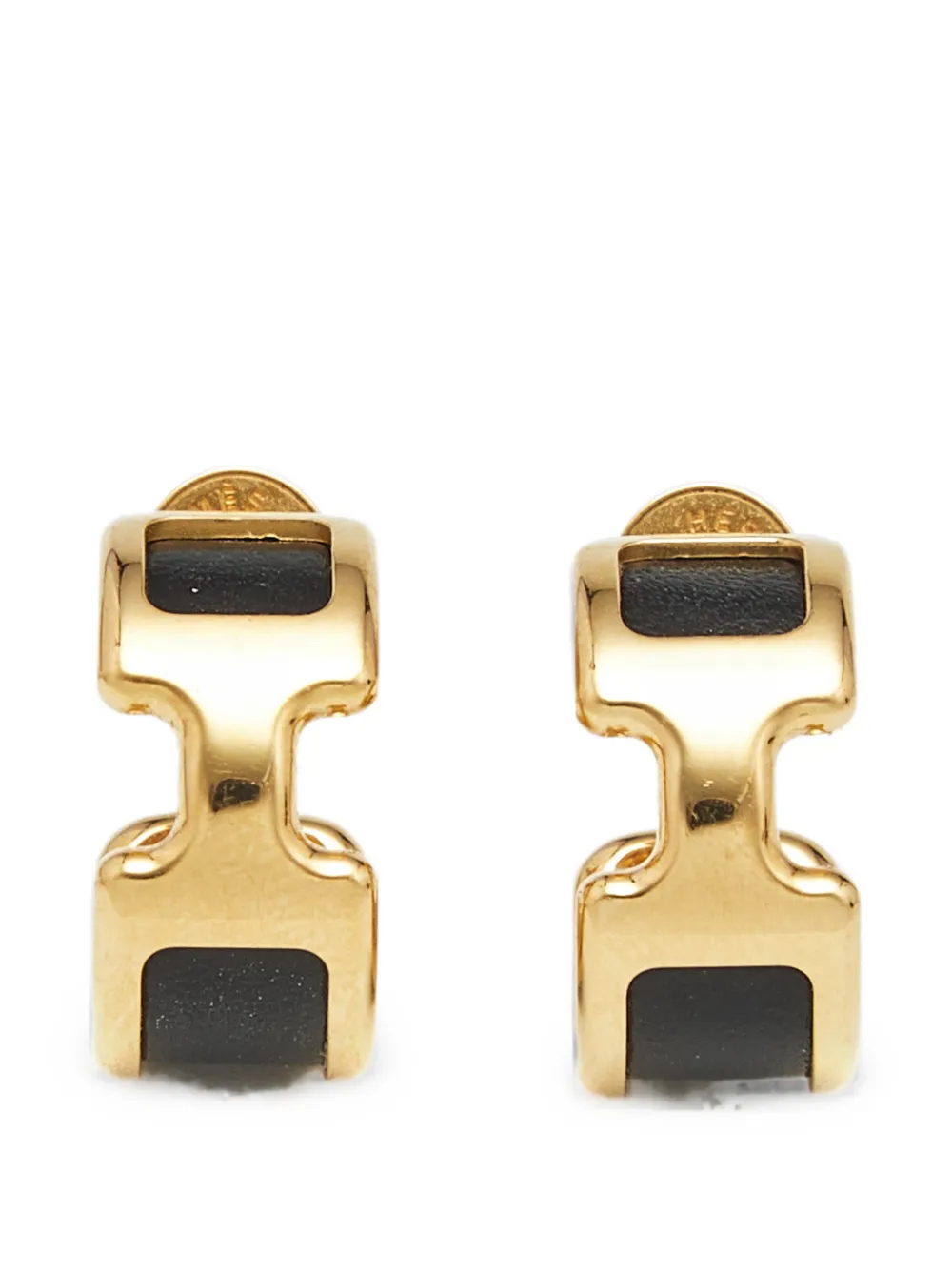 Hermès Pre-Owned Olympe leather hoop earrings - Oro