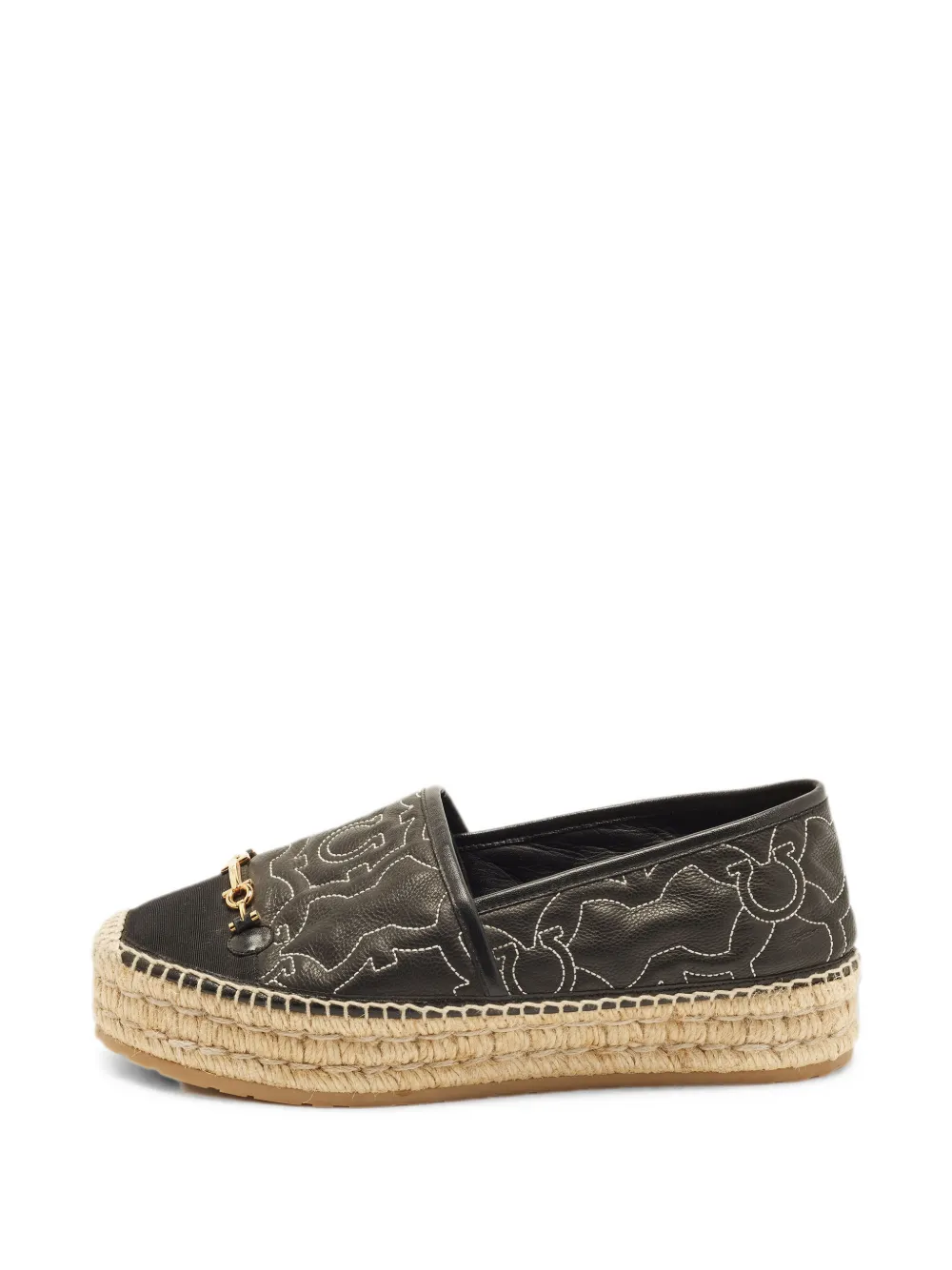 Ferragamo Pre-Owned Salvatore bow espadrille flats - Schwarz