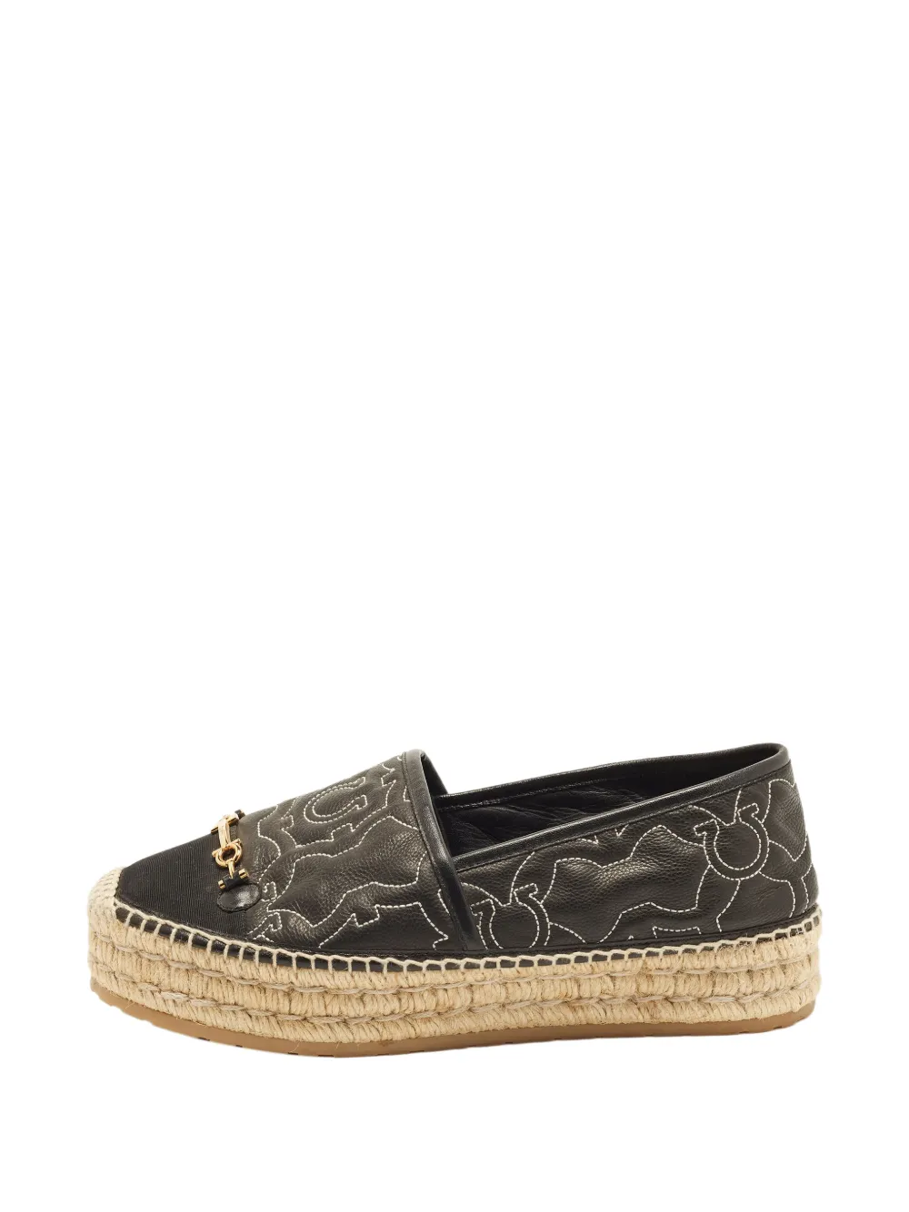 Ferragamo Pre-Owned Salvatore bow espadrille flats - Nero