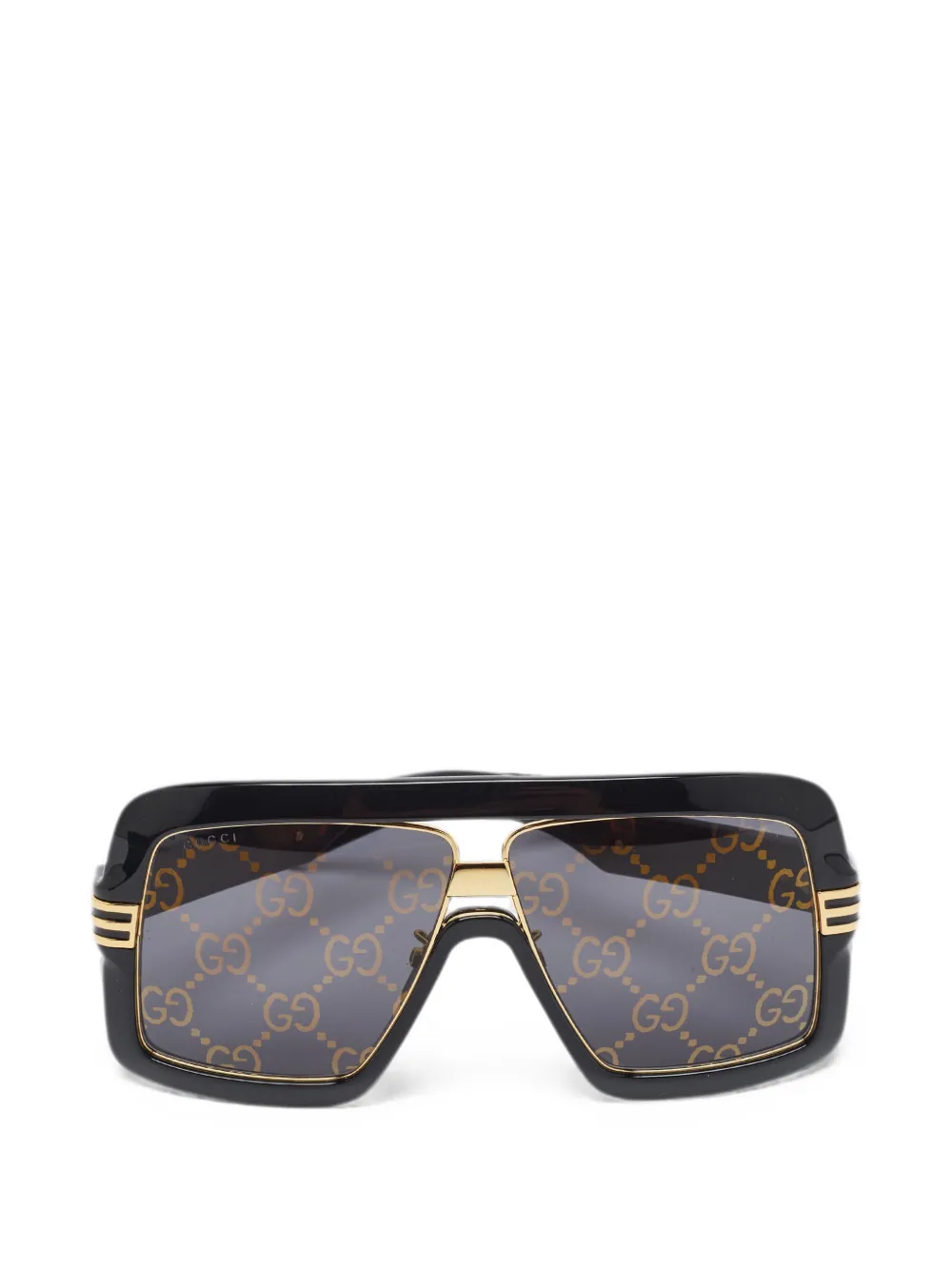 Pre-owned Gucci Gg Icon Square-frame Sunglasses In Black