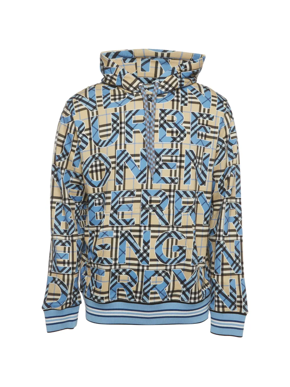 Burberry Pre-Owned Checked Logo Print Cotton Knit Hoodie - Nude