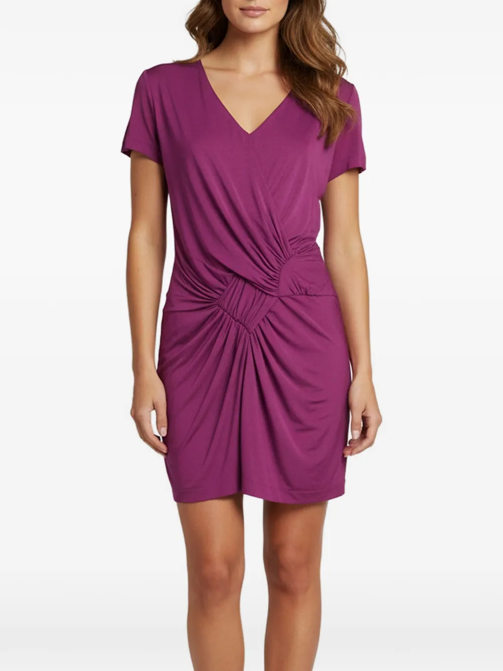 Etro Pre-Owned robe courte drapée à col v - Violet Etro Pre-Owned robe courte drapée à col v - Violet