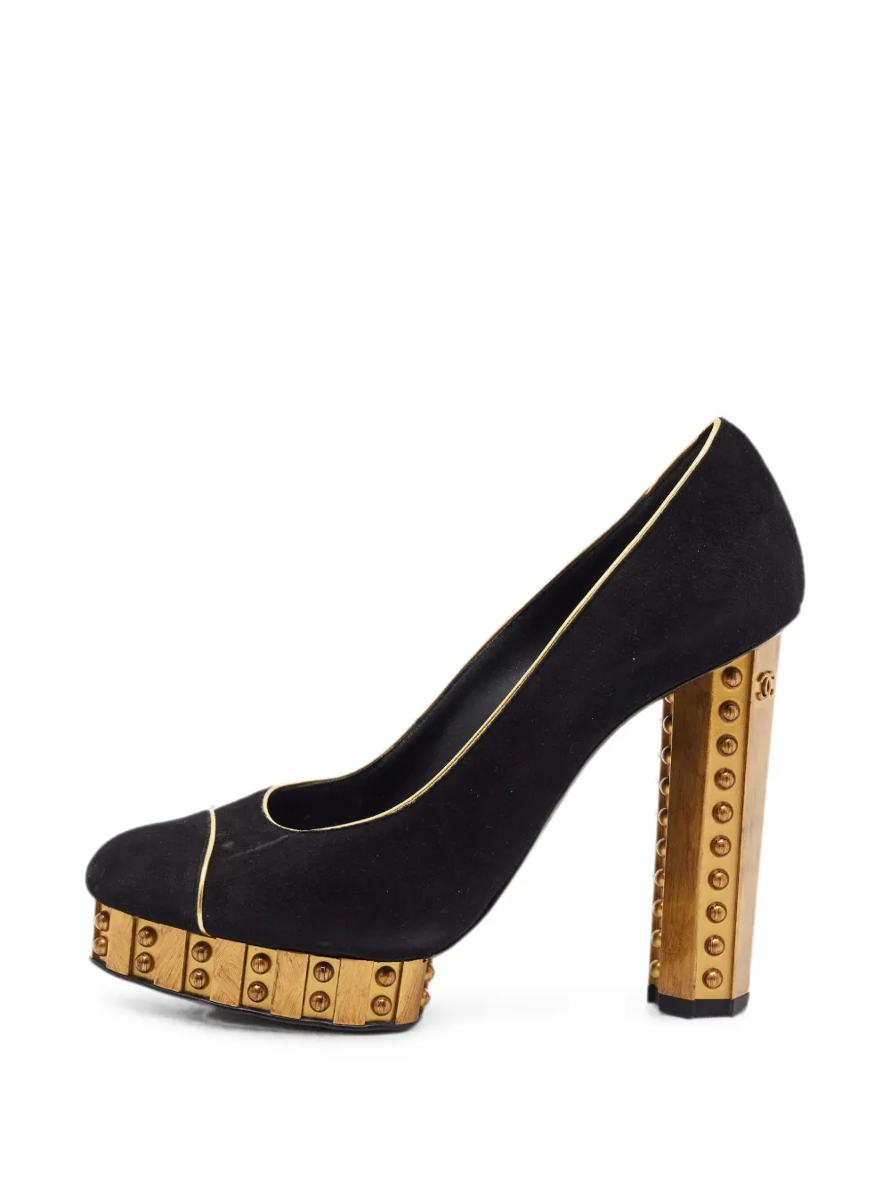 CHANEL Pre-Owned CC stud-detail platform pumps - Schwarz
