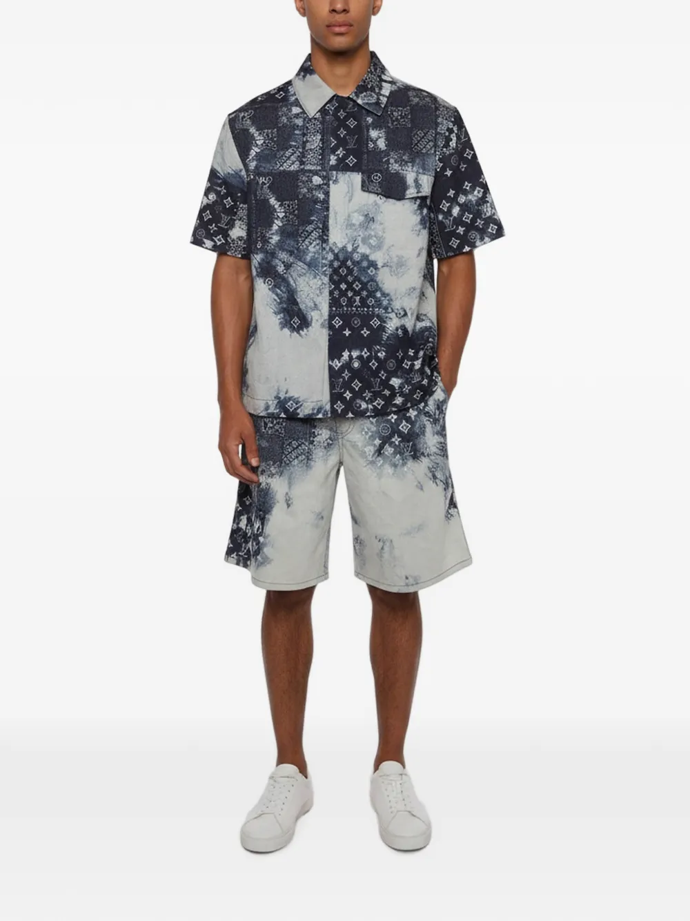 Louis Vuitton Pre-Owned Monogram Bandana shirt and shorts set - Blu