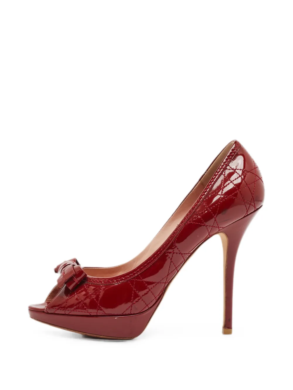Christian Dior Pre-Owned Cannage-quilting peep-toe pumps - Rot