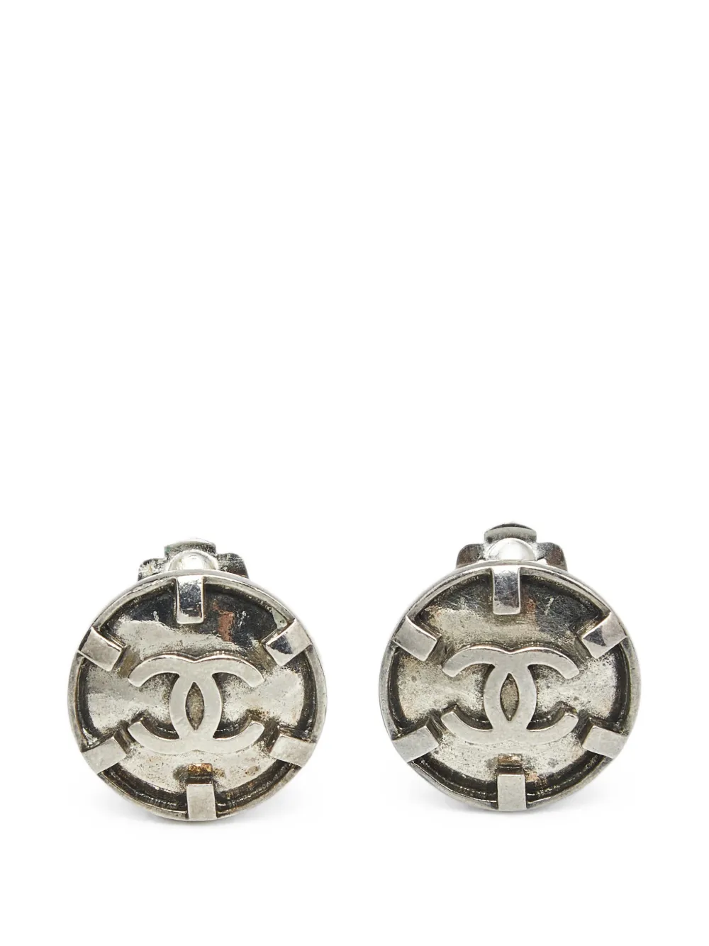 CHANEL Pre-Owned CC-logo clip-on earrings - Argento