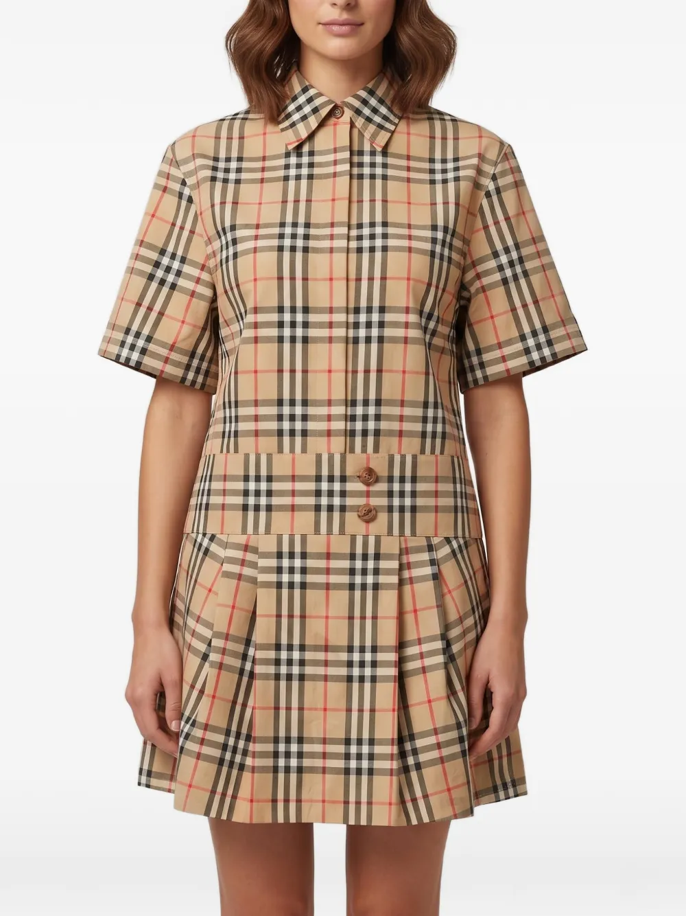 Burberry Pre-Owned Kariertes Minikleid mit Faltenrock - Nude