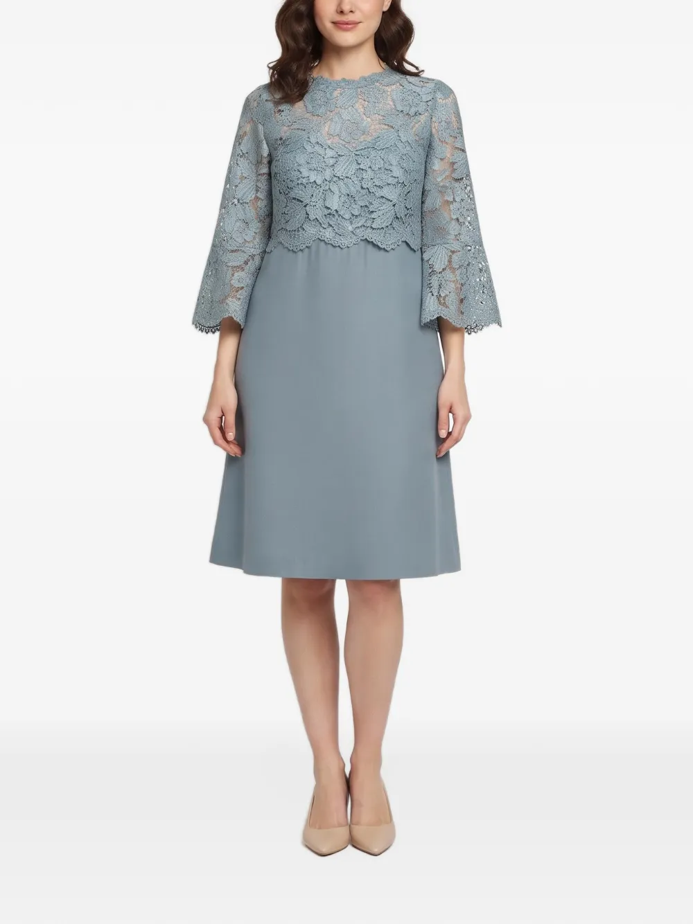 Valentino Garavani Pre-Owned lace-panel midi dress - Blu