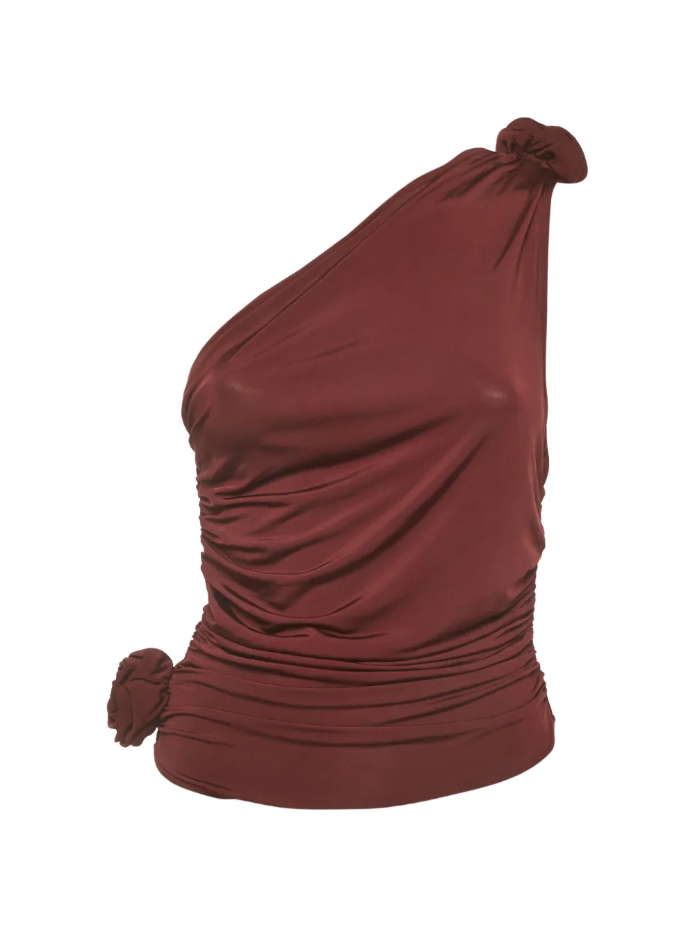 Magda Butrym 2025 one-shoulder ruched blouse - Rosso