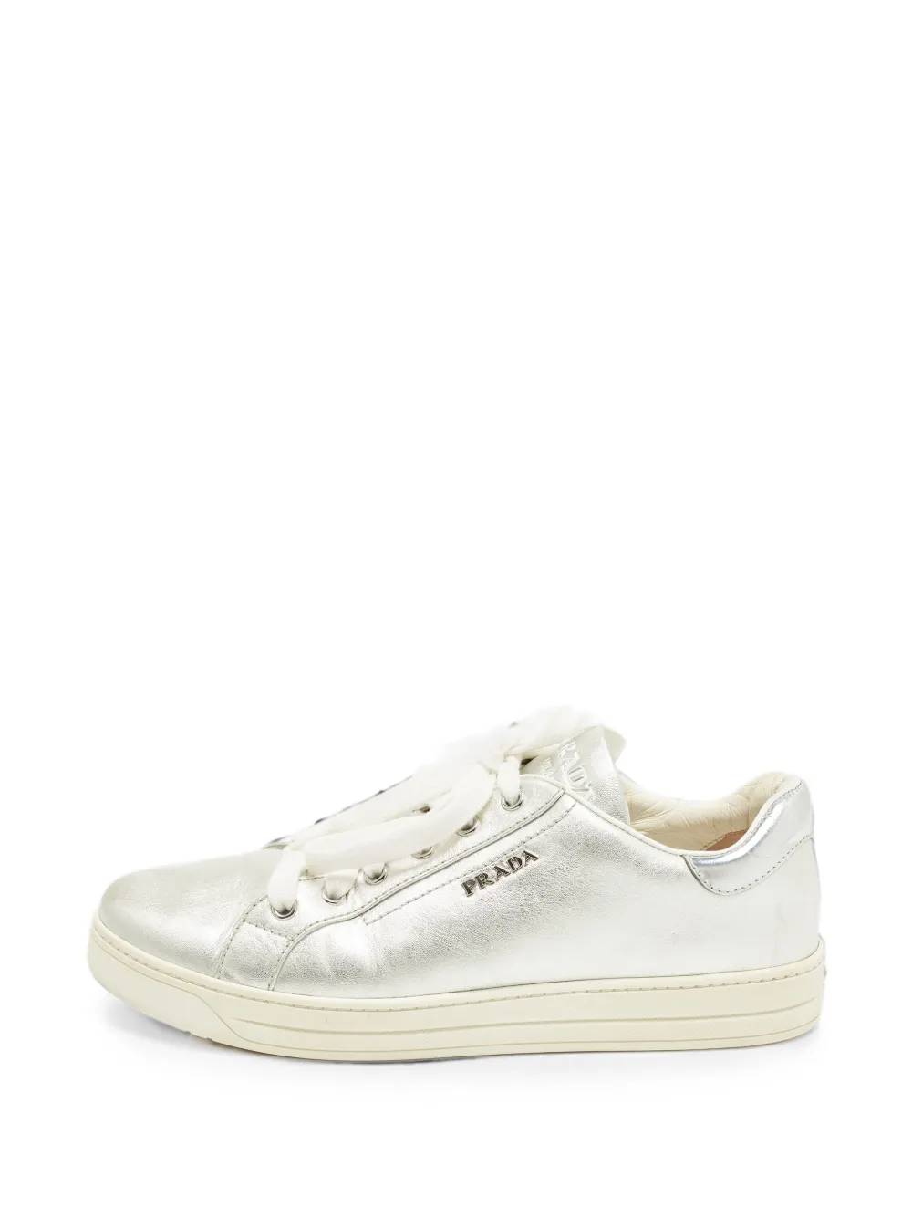 Prada Pre-Owned metallic-effect lace-up sneakers - Silber