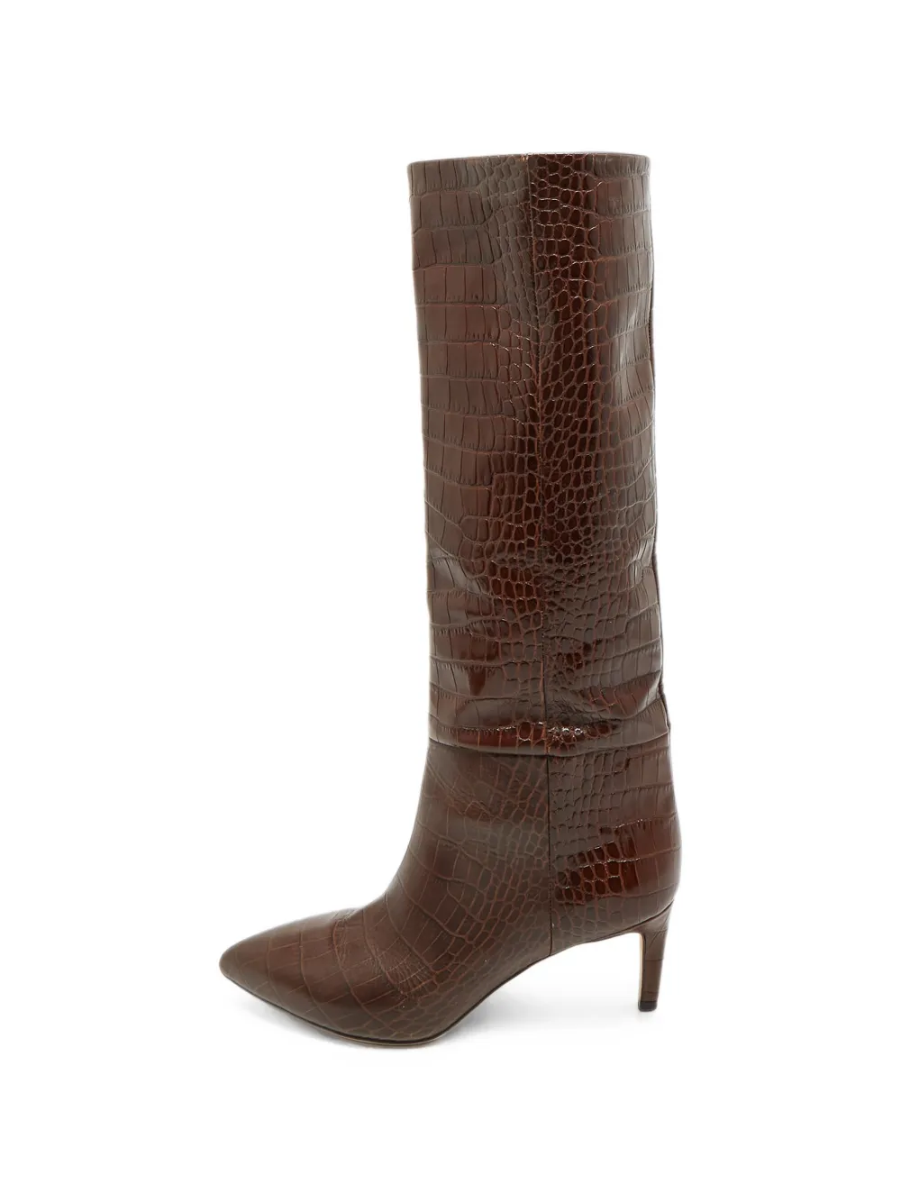 Paris Texas croc-embossed leather knee boots - Braun