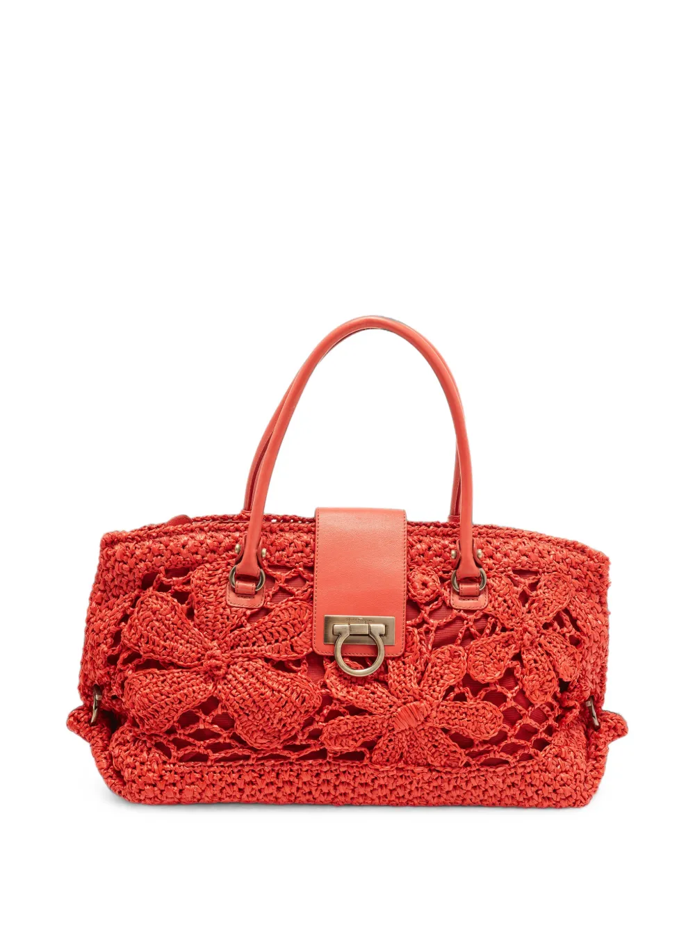 Ferragamo Pre-Owned Gancini woven satchel bag - Rosso