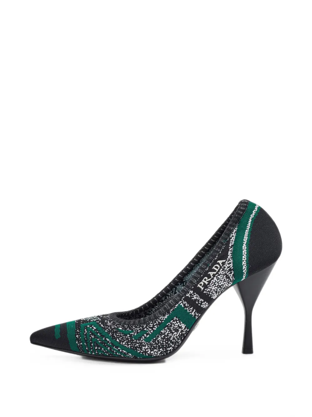 Pre-owned Prada Stretch-knit Heeled Pumps In Green