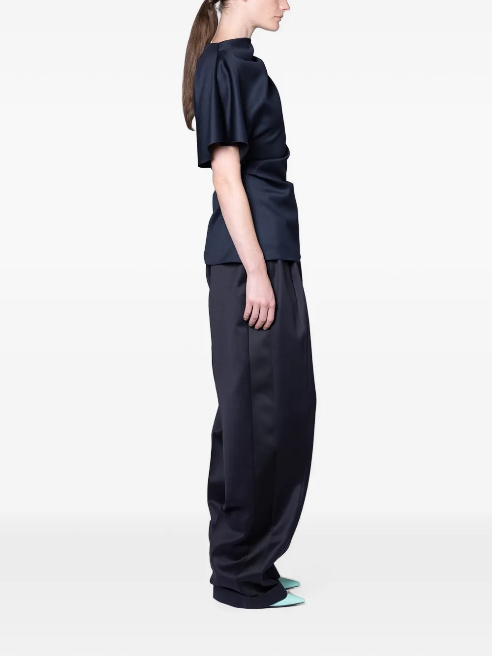 Roksanda Nomi Draped Asymmetric Top in Blue, view 3