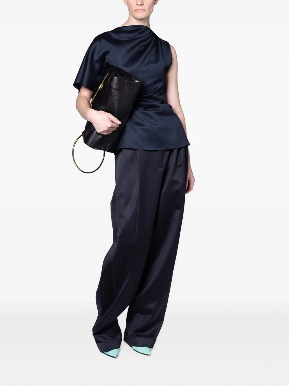 Roksanda Nomi Draped Asymmetric Top in Blue, view 2