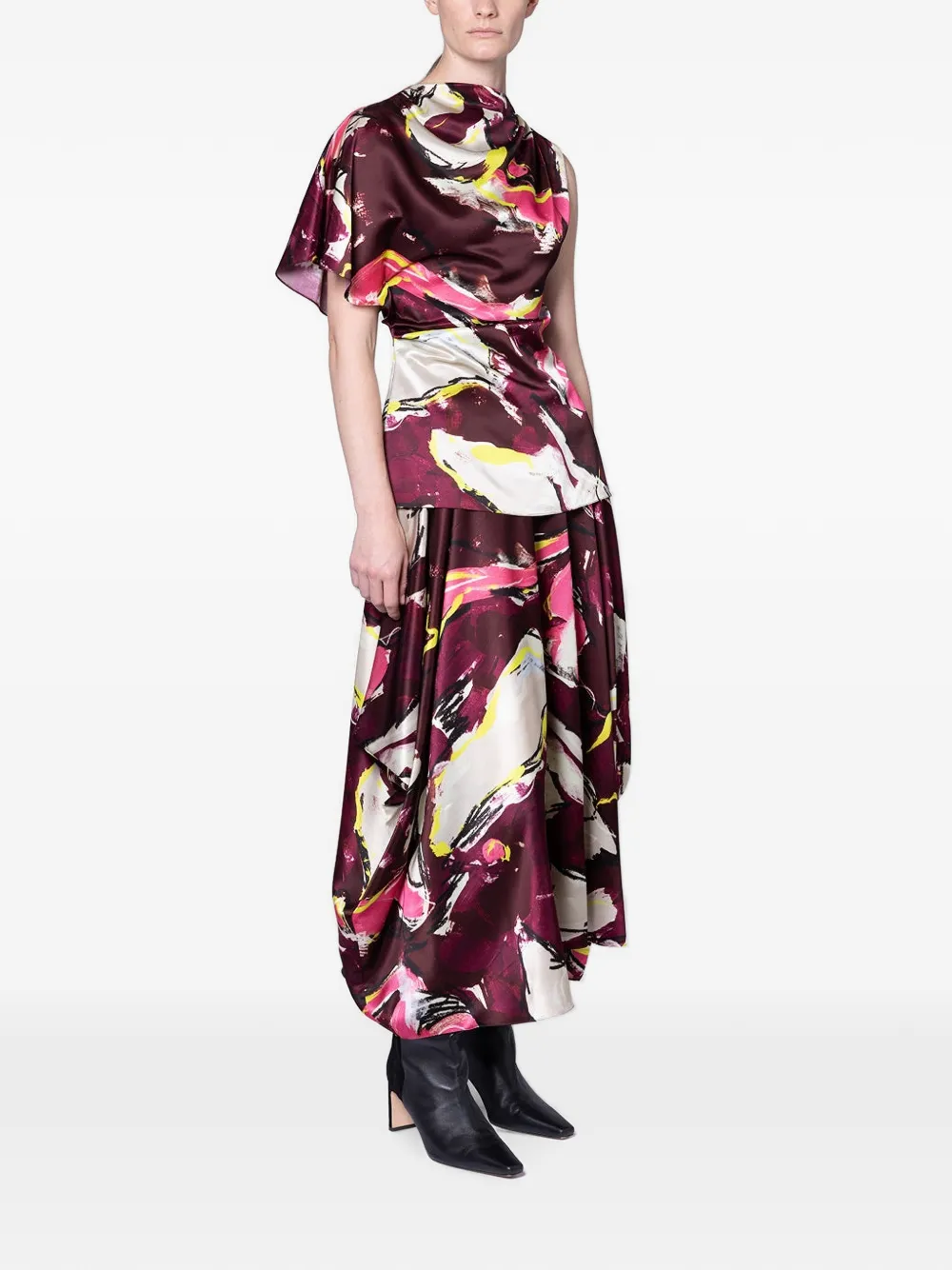 Roksanda Nomi Draped Asymmetric Top in Purple, view 2