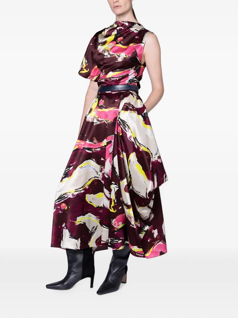 Roksanda Nomi Draped Asymmetric Top in Purple, view 3
