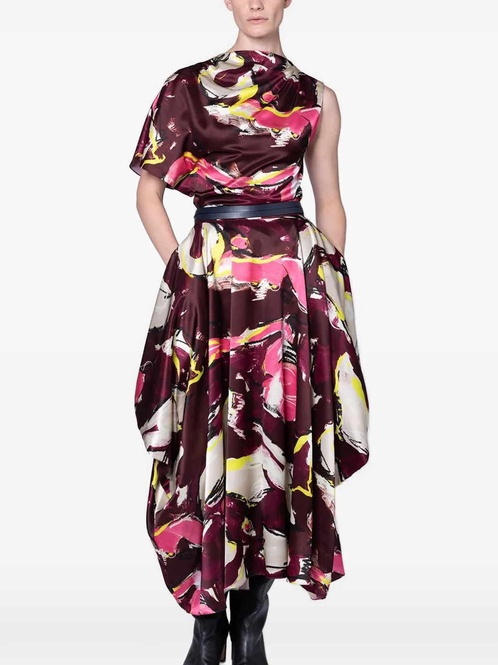 Roksanda Nomi Draped Asymmetric Top in Purple, view 5