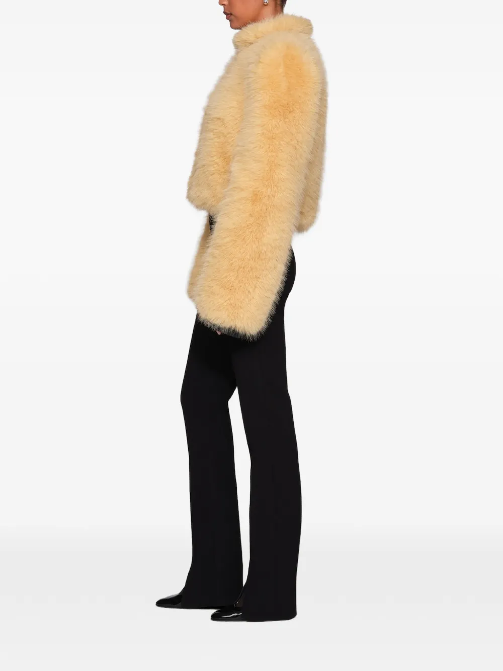 Et Ochs Faux-fur Cropped Jacket in Yellow, view 3
