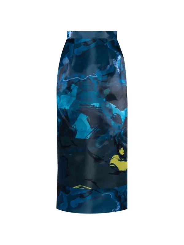 Roksanda Irma Abstract-print Midi Skirt in Blue
