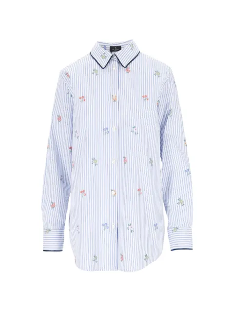 ETRO striped floral-embroidered shirt