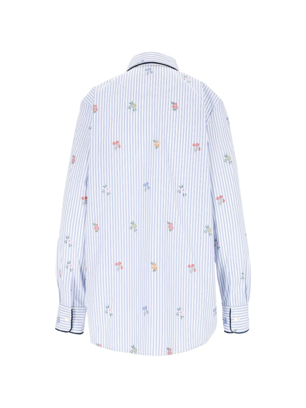 ETRO Gestreepte blouse met geborduurde bloemen Wit