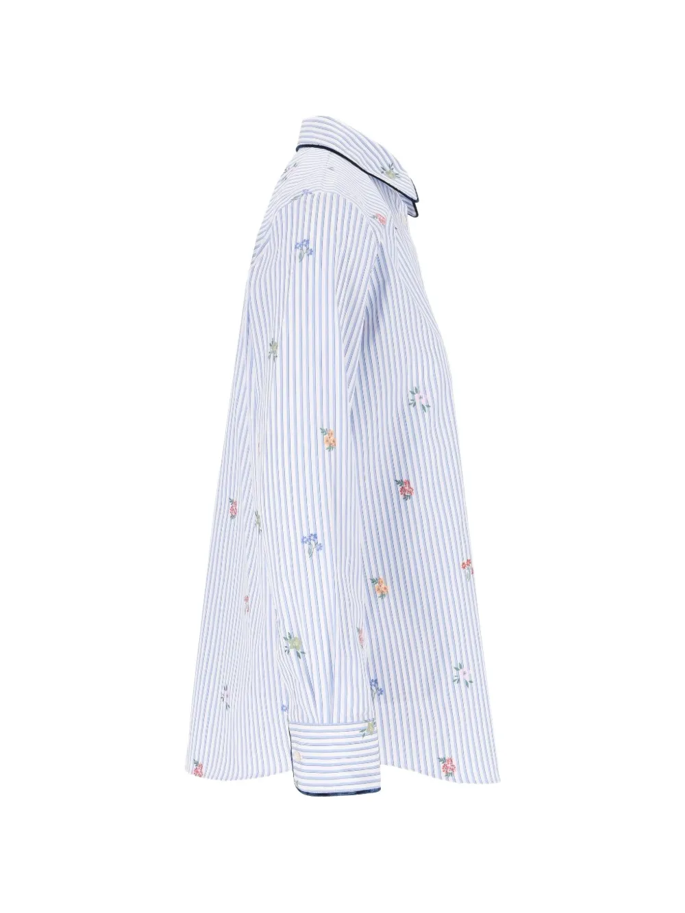 ETRO Gestreepte blouse met geborduurde bloemen Wit
