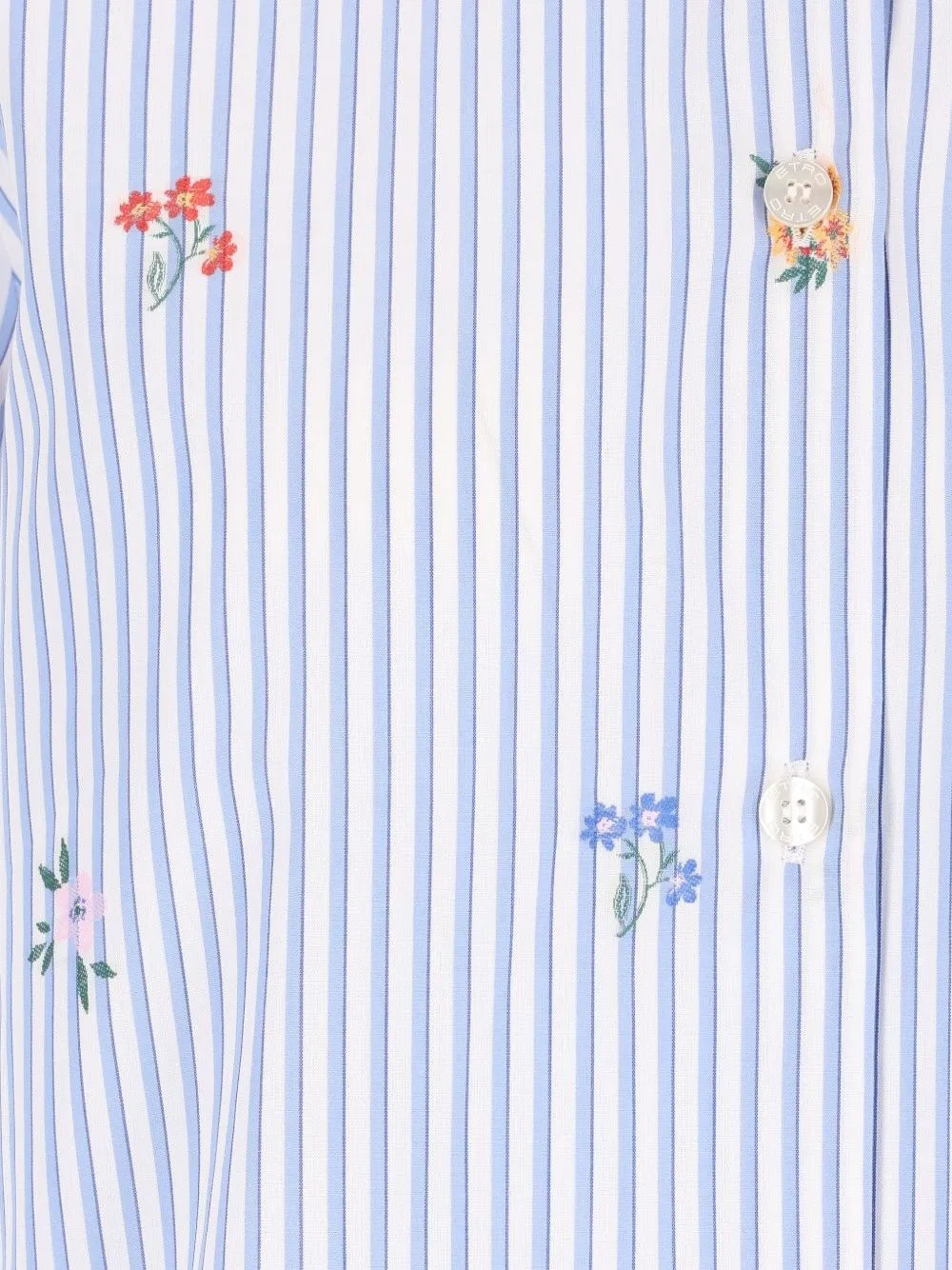 ETRO Gestreepte blouse met geborduurde bloemen Wit