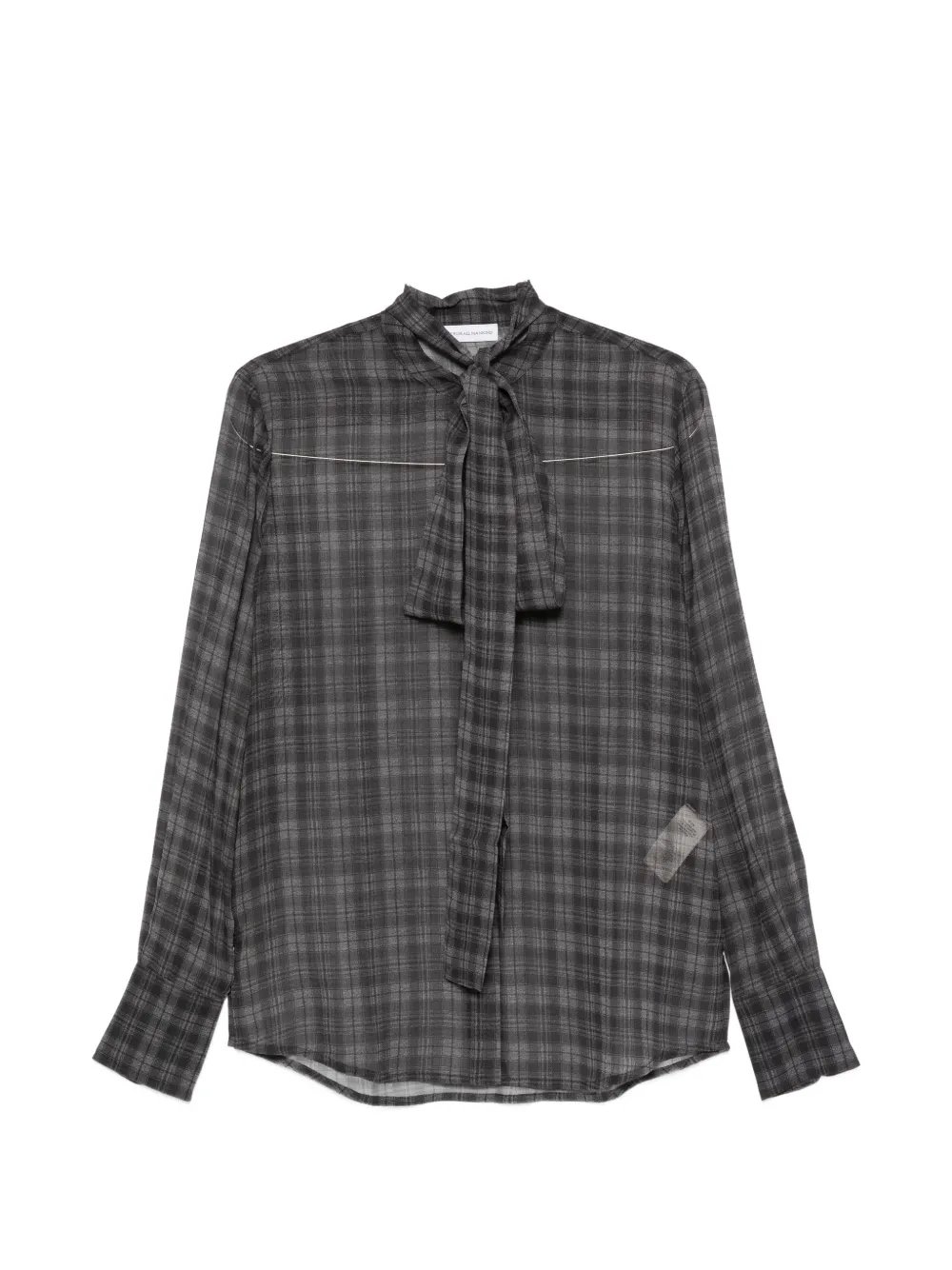 7 For All Mankind pussy-bow check shirt - Grau