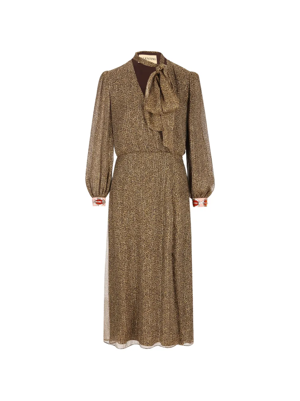 Valentino Garavani creponne lamé dress with embroidered fauve eclat-print - Braun