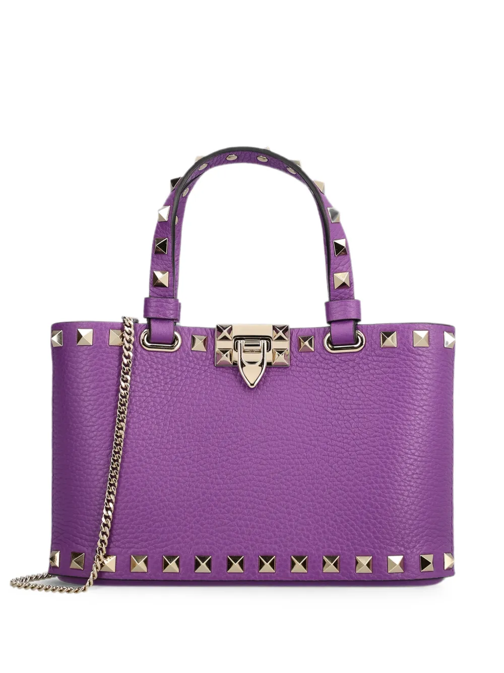 Valentino Garavani Rockstud mini shopping bag in grainy calfskin - Viola