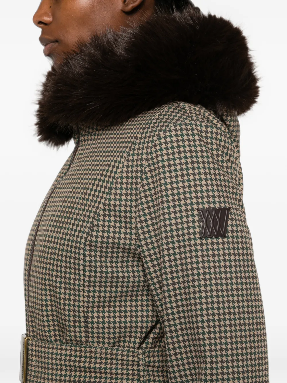 We Norwegians Glenshee ski-jack met pied-de-poule print en ceintuur Beige