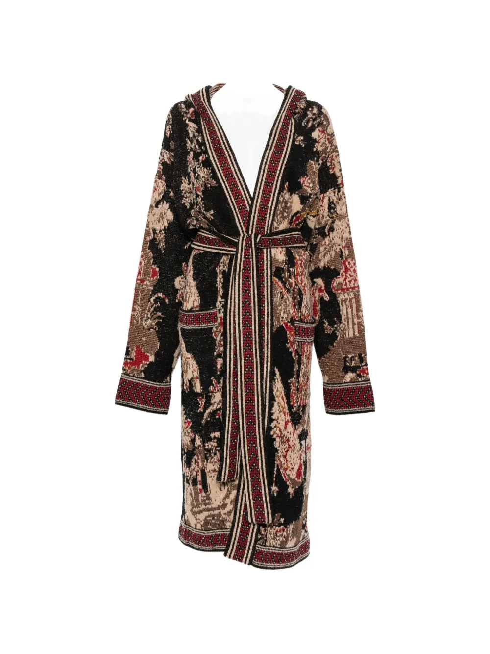 ETRO jacquard-knit hooded coat - Schwarz
