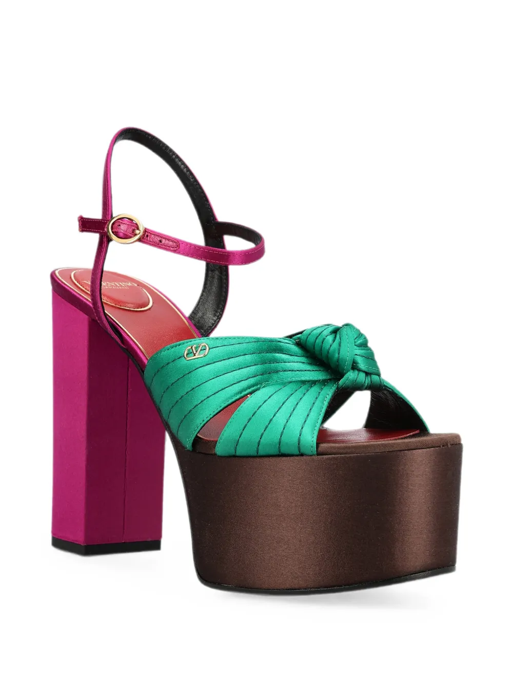 Valentino Garavani sandals with Crasher platform in satin 125mm Groen