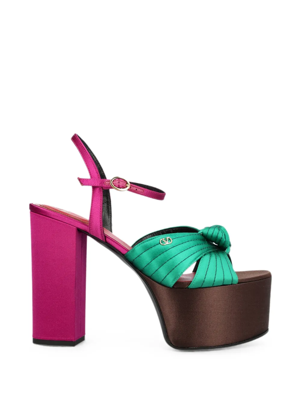 Valentino Garavani Sandals With Crasher Platform In Satin 125mm In Green