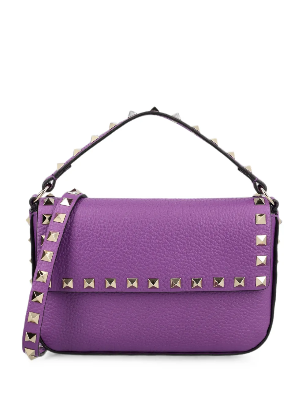 Valentino Garavani Rockstud grained leather mini bag - Viola