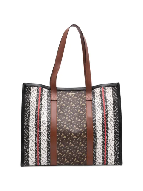 Burberry Pre-Owned 2018-2023 TB Monogram E Canvas Stripe Book tote bag