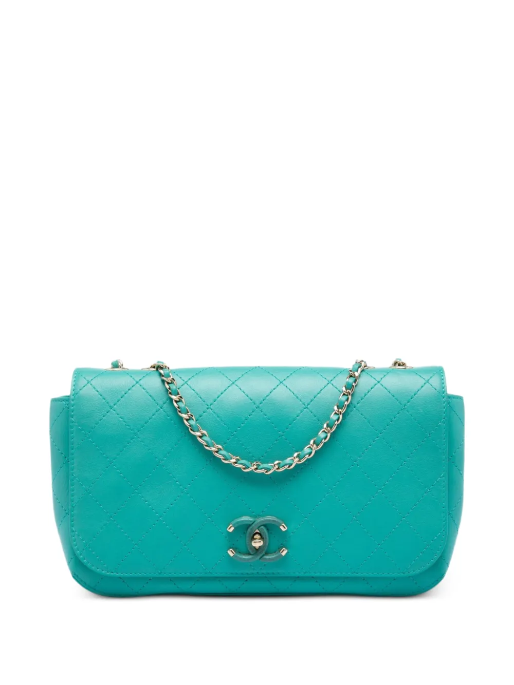 CHANEL Pre-Owned 2019 Medium Stitched Calfskin Covered CC Flap crossbody bag - Blue